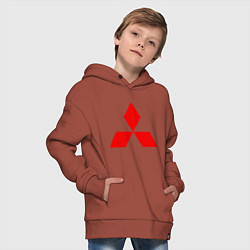 Толстовка оверсайз детская Красный логотип Митсубиси, цвет: кирпичный — фото 2