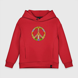 Толстовка оверсайз детская Peace and flowers, цвет: красный
