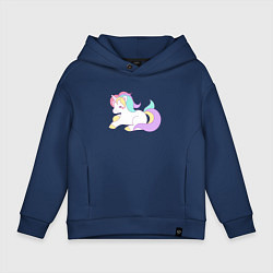 Толстовка оверсайз детская Волшебная лошадка, цвет: тёмно-синий