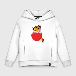 Толстовка оверсайз детская Tiger Love, цвет: белый