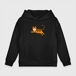 Толстовка оверсайз детская Jumping Tiger, цвет: черный