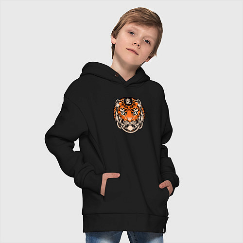 Детское худи оверсайз Amazing Tiger / Черный – фото 4
