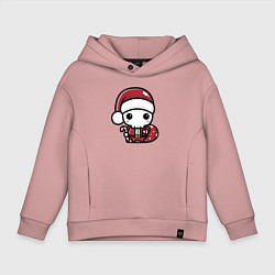 Толстовка оверсайз детская Маленький Санта Клаус, цвет: пыльно-розовый