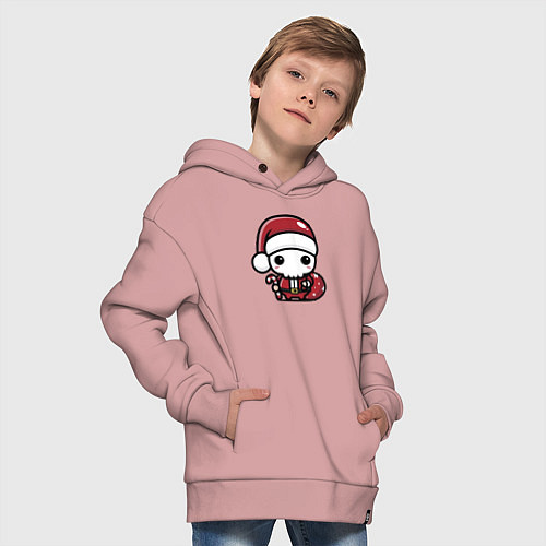 Детское худи оверсайз Маленький Санта Клаус / Пыльно-розовый – фото 4