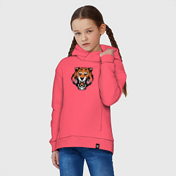 Толстовка оверсайз детская Tiger Roar, цвет: коралловый — фото 2