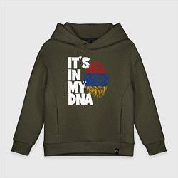 Толстовка оверсайз детская ДНК - Армения, цвет: хаки