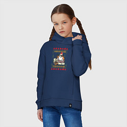 Толстовка оверсайз детская Рождественский свитер Котик с колечками, цвет: тёмно-синий — фото 2