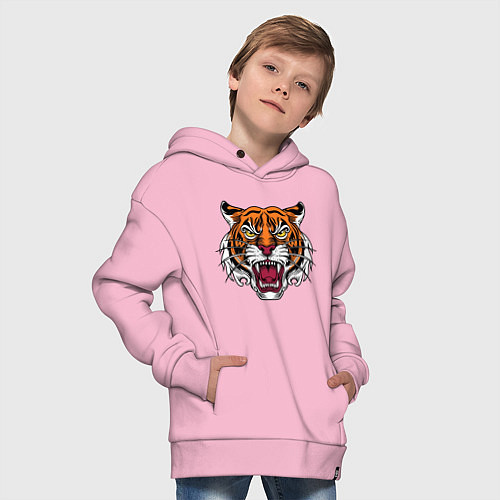 Детское худи оверсайз Style - Tiger / Светло-розовый – фото 4