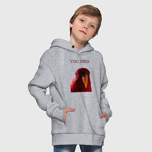 Детское худи оверсайз Красный попугай / Меланж – фото 4