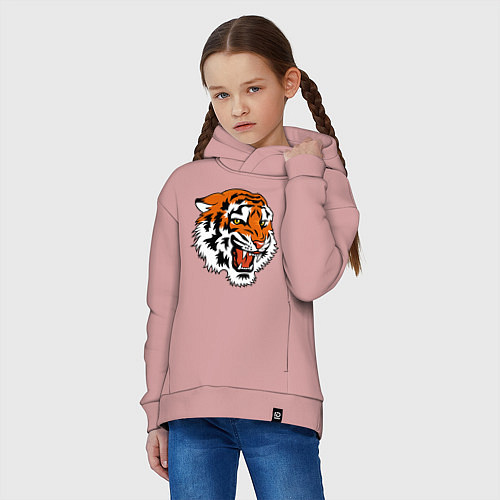 Детское худи оверсайз Smiling Tiger / Пыльно-розовый – фото 3