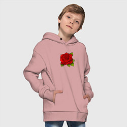 Толстовка оверсайз детская Красная роза Рисунок, цвет: пыльно-розовый — фото 2