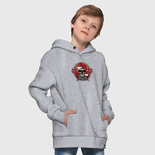 Детское худи оверсайз Skull Santa / Меланж – фото 4