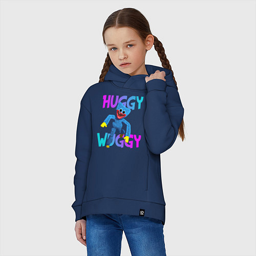 Детское худи оверсайз Huggy Wuggy: Игрушка с зубами / Тёмно-синий – фото 3
