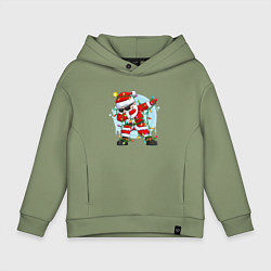 Толстовка оверсайз детская DAB SANTA CLAUS В ГЕРЛЯНДЕ, цвет: авокадо