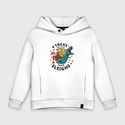Толстовка оверсайз детская T-Rex Christmas, цвет: белый