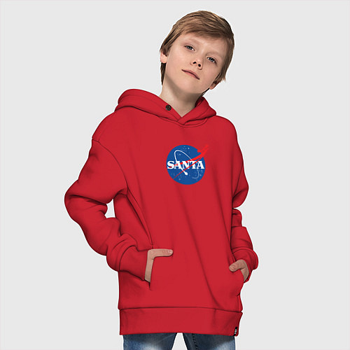 Детское худи оверсайз S A N T A NASA / Красный – фото 4