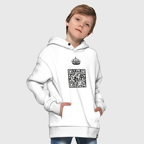 Детское худи оверсайз QR King / Белый – фото 4