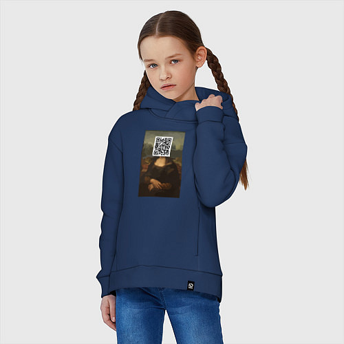 Детское худи оверсайз QR Mona Lisa / Тёмно-синий – фото 3
