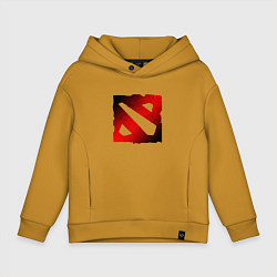 Толстовка оверсайз детская ЧЁРНО КРАСНОЕ ЛОГО ДОТА 2 DOTA 2 LOGO, цвет: горчичный