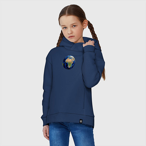 Детское худи оверсайз Планета солнечной системы земля / Тёмно-синий – фото 3