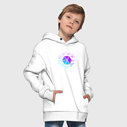 Толстовка оверсайз детская EXO BAND NEON LOGO АВТОГРАФЫ, цвет: белый — фото 2