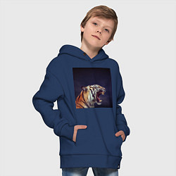Толстовка оверсайз детская Tiger 2022 рычит в темноте, цвет: тёмно-синий — фото 2