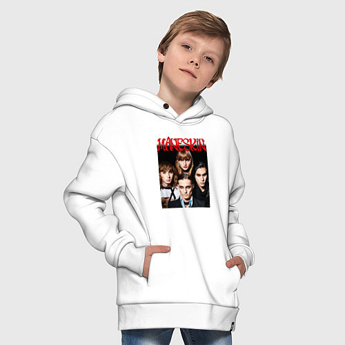 Детское худи оверсайз MANESKIN POSTER СОСТАВ / Белый – фото 4