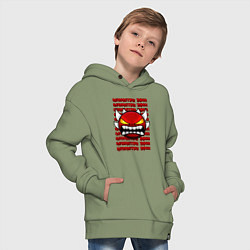 Толстовка оверсайз детская GEOMETRY DASH КРАСНЫЙ ОГНЕННЫЙ ДЕМОН, цвет: авокадо — фото 2