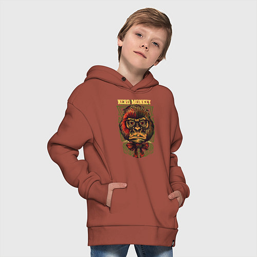 Детское худи оверсайз Обезьяна ботан / Кирпичный – фото 4