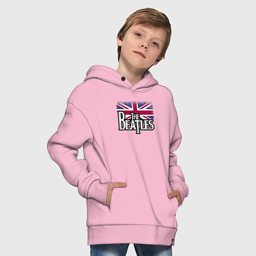 Детское худи оверсайз The Beatles Great Britain Битлз / Светло-розовый – фото 4