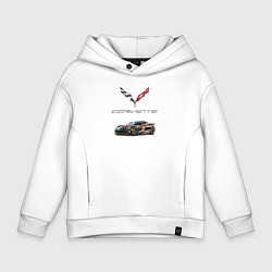 Толстовка оверсайз детская Chevrolet Corvette - Motorsport racing team, цвет: белый