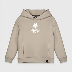 Толстовка оверсайз детская Stray: White Logo, цвет: миндальный