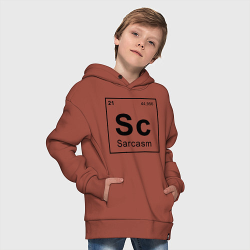 Детское худи оверсайз САРКАЗМ - SARCASM, Sc Таблица Менделеева / Кирпичный – фото 4