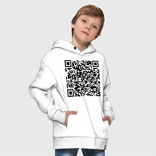 Детское худи оверсайз QR-код Скала Джонсон / Белый – фото 4