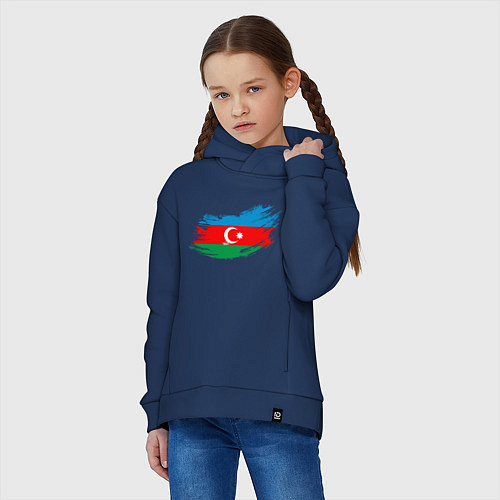 Детское худи оверсайз Флаг - Азербайджан / Тёмно-синий – фото 3