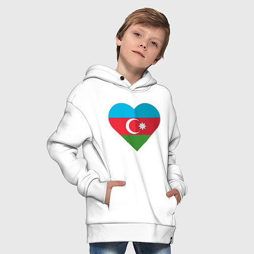 Детское худи оверсайз Сердце Азербайджана / Белый – фото 4
