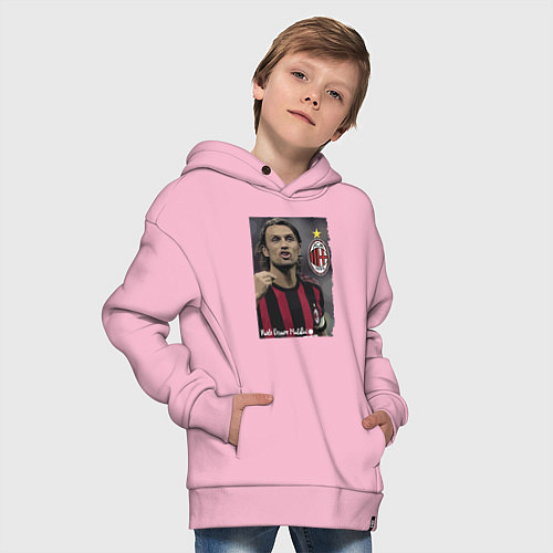 Детское худи оверсайз Paolo Cesare Maldini - Milan, captain / Светло-розовый – фото 4