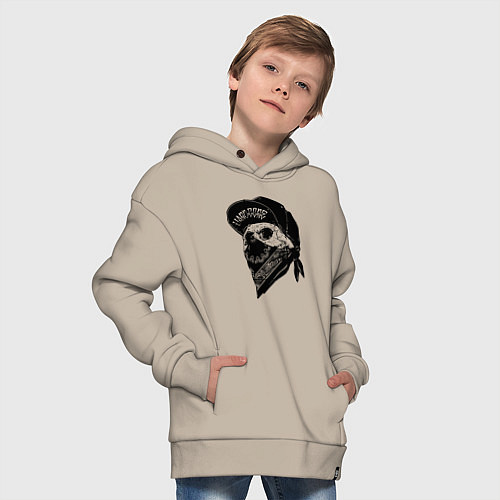 Детское худи оверсайз Hardcore alive! / Миндальный – фото 4