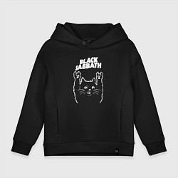 Толстовка оверсайз детская Black Sabbath Рок кот, цвет: черный