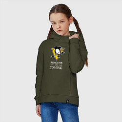 Толстовка оверсайз детская Penguins are coming, Pittsburgh Penguins, Питтсбур, цвет: хаки — фото 2