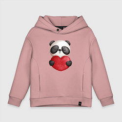 Толстовка оверсайз детская Панда с сердечком 14 февраля, цвет: пыльно-розовый
