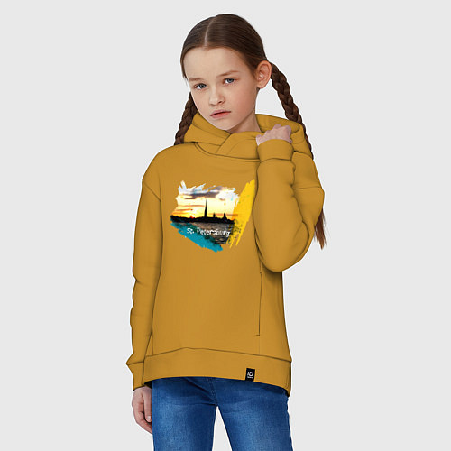 Детское худи оверсайз Санкт-Петербург St Petersburg / Горчичный – фото 3