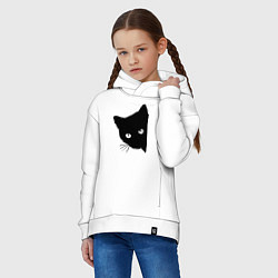 Толстовка оверсайз детская Всё тот же чёрный котяра!, цвет: белый — фото 2