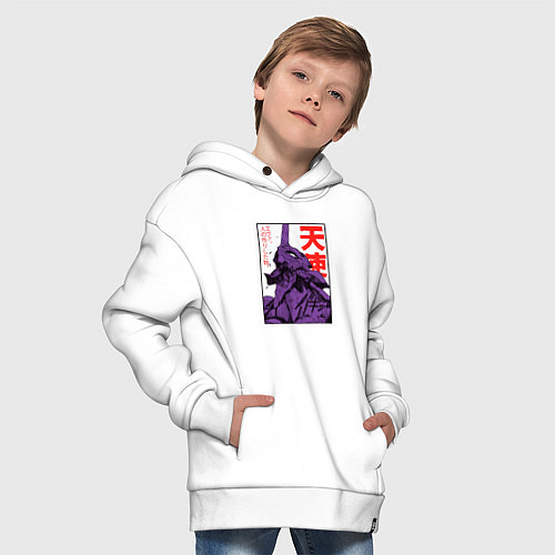 Детское худи оверсайз Евангелион ltd 0001 / Белый – фото 4