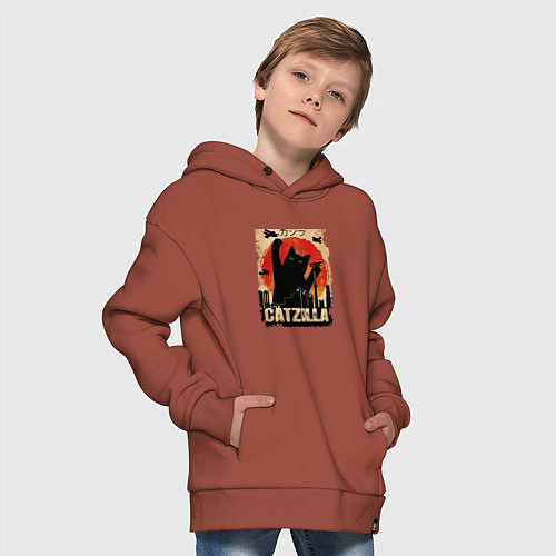 Детское худи оверсайз Котзилла 0001 / Кирпичный – фото 4