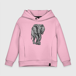 Толстовка оверсайз детская Огромный могучий слон, цвет: светло-розовый