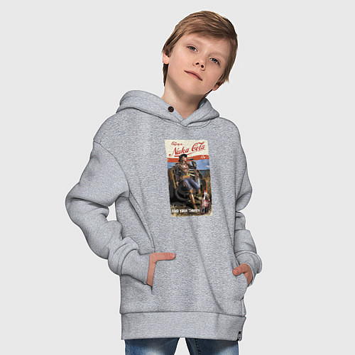 Детское худи оверсайз Nuka Cola - raid your first! / Меланж – фото 4