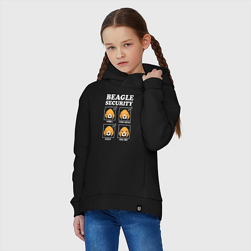 Детское худи оверсайз Бигль - Охрана / Черный – фото 3