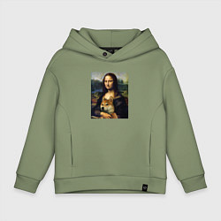 Детское худи оверсайз Shiba Inu Mona Lisa