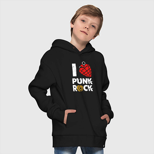 Детское худи оверсайз I LOVE PUNK ROCK / Черный – фото 4